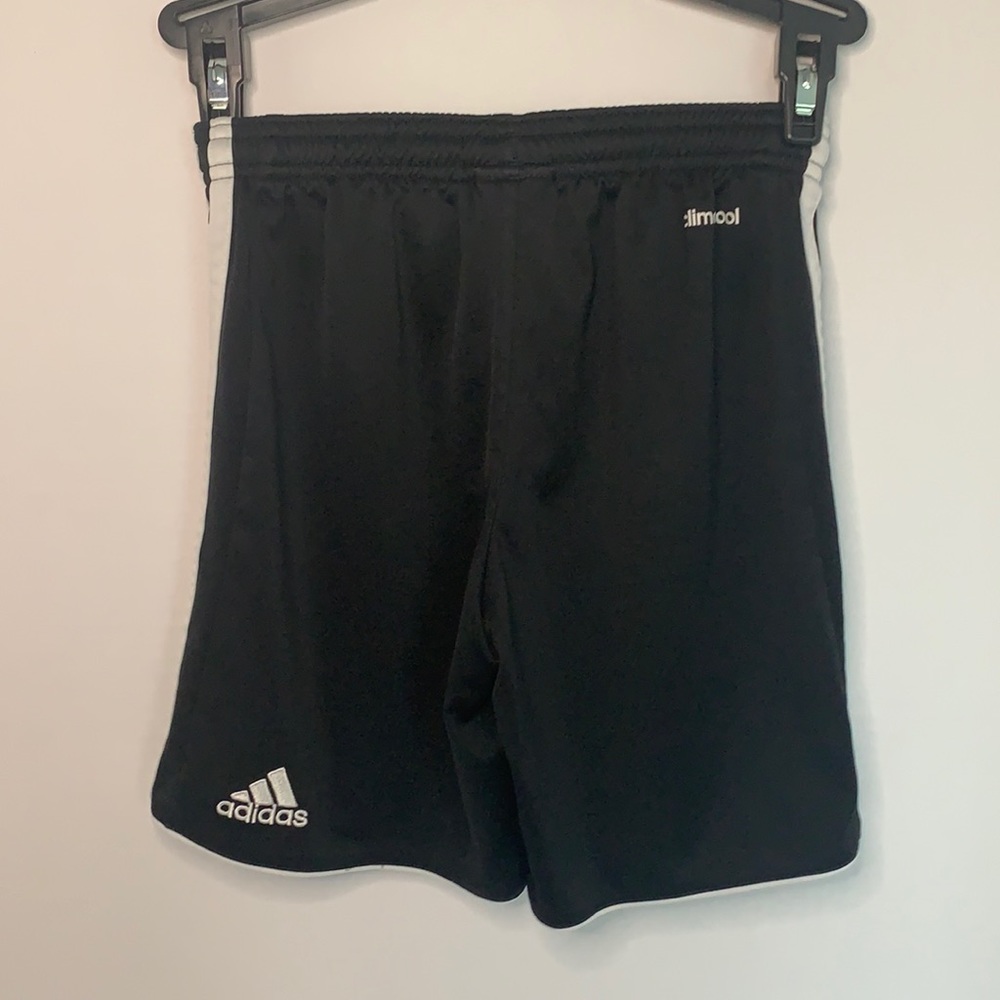 Adidas black shorts with white stripes kids size M